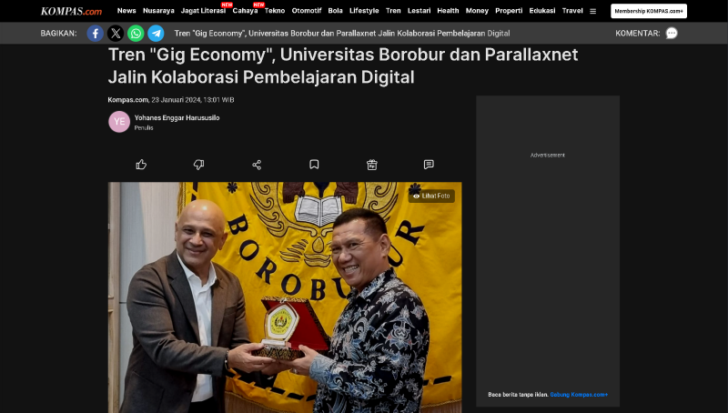 Tren "Gig Economy", Universitas Borobur dan Parallaxnet Jalin Kolaborasi Pembelajaran Digital
