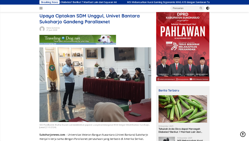 Upaya Ciptakan SDM Unggul, Univet Bantara Sukoharjo Gandeng Parallaxnet